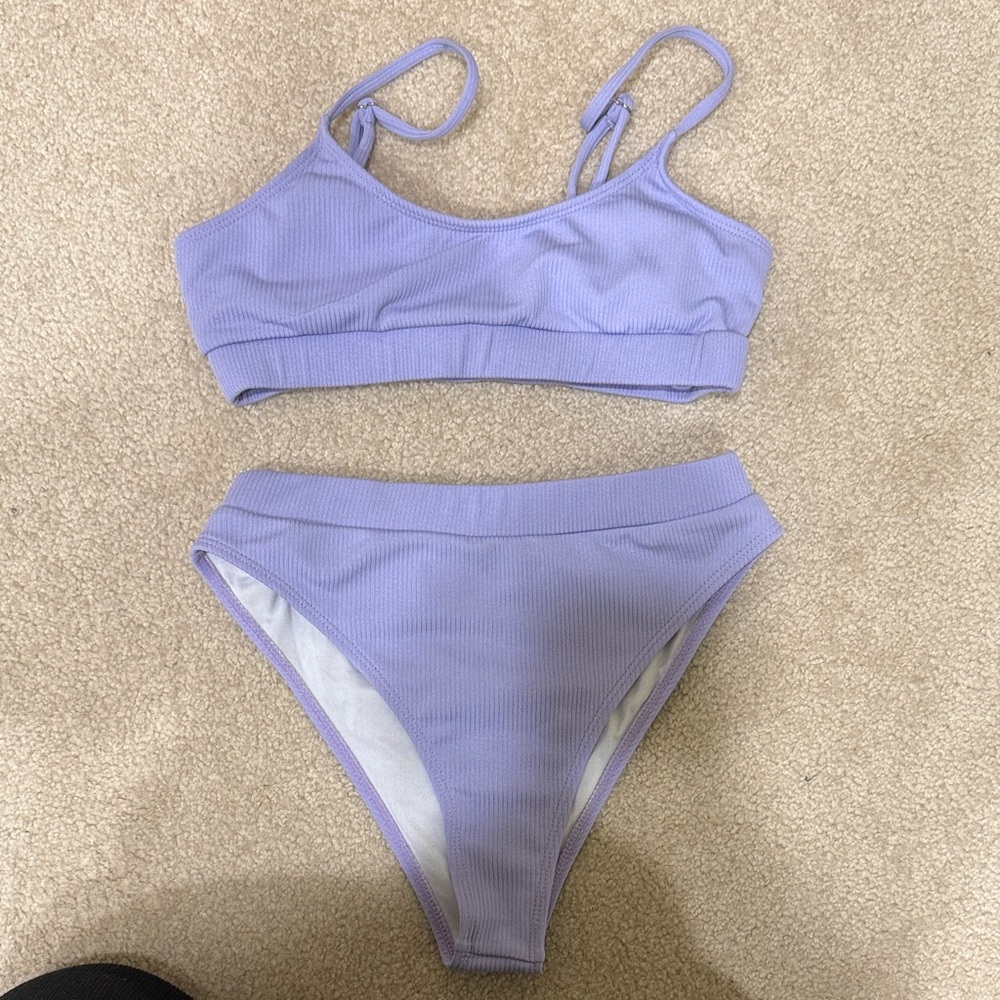 SHEIN Lavender Ribbed Bikini Set